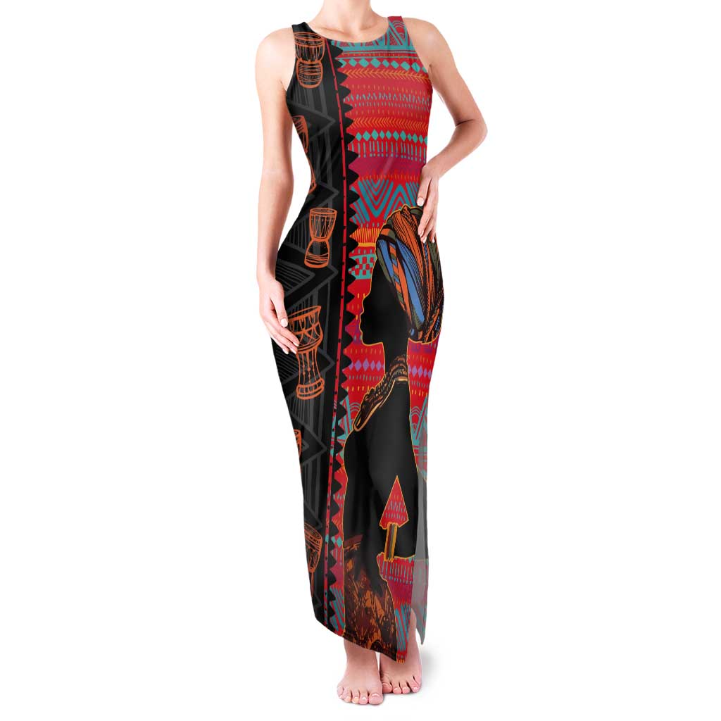 Happy International Women's Day Tank Maxi Dress African Women With Ethnic Pattern - Wonder Print Shop