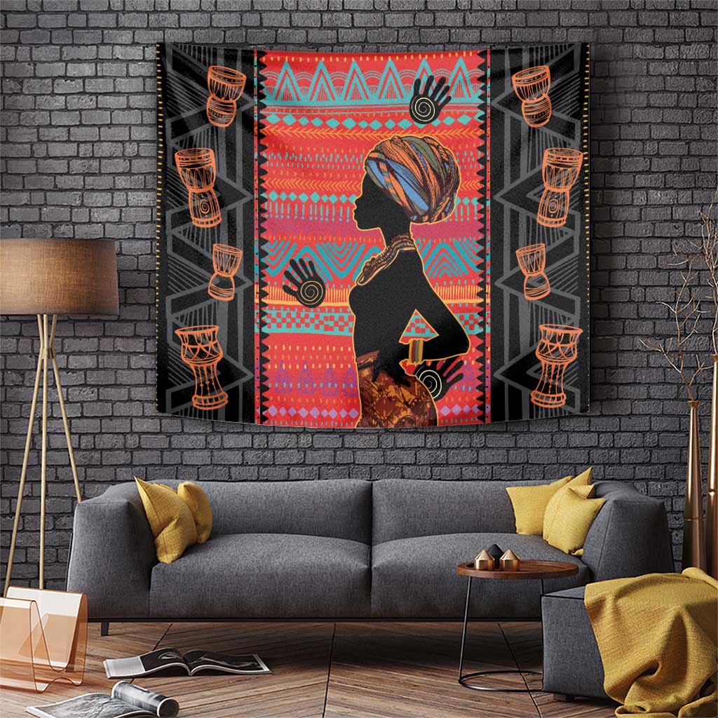 Happy International Women's Day Tapestry African Women With Ethnic Pattern - Wonder Print Shop