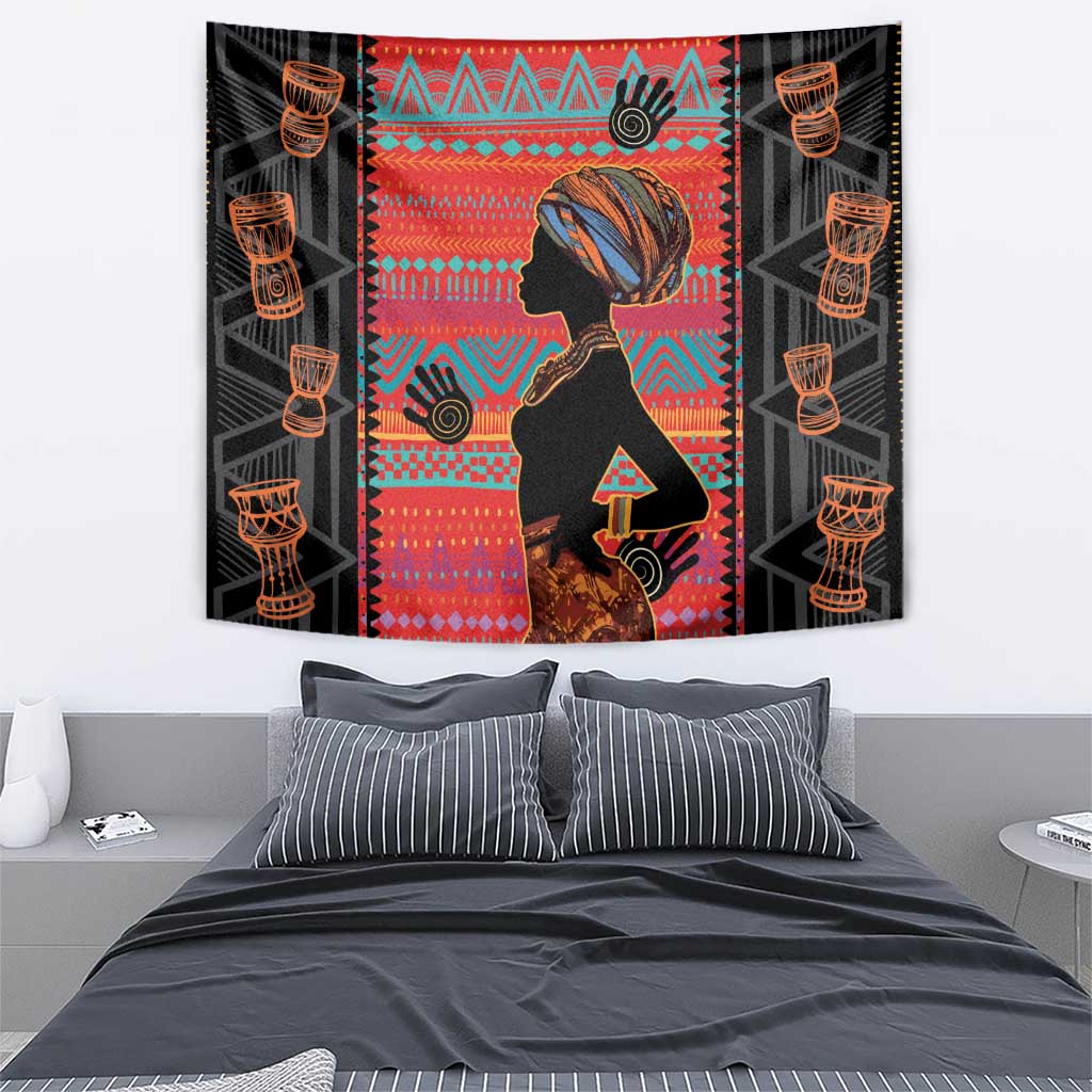 Happy International Women's Day Tapestry African Women With Ethnic Pattern - Wonder Print Shop