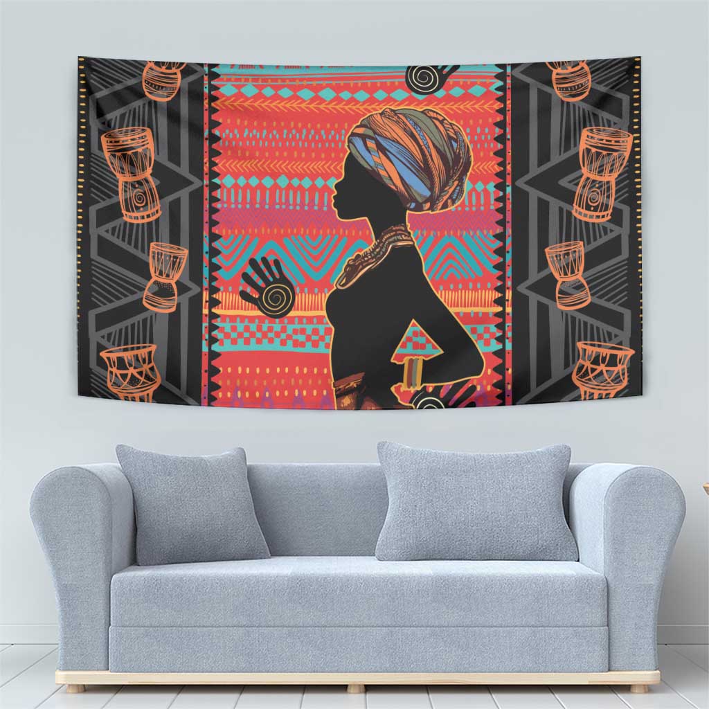 Happy International Women's Day Tapestry African Women With Ethnic Pattern - Wonder Print Shop
