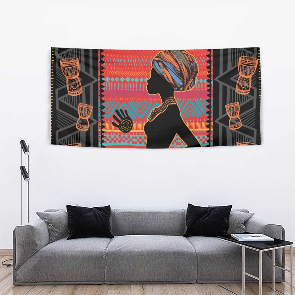 Happy International Women's Day Tapestry African Women With Ethnic Pattern - Wonder Print Shop