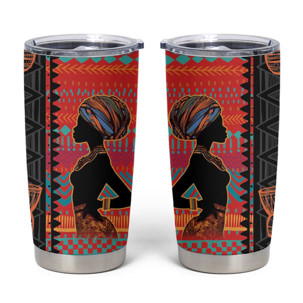 Happy International Women's Day Tumbler Cup African Women With Ethnic Pattern - Wonder Print Shop