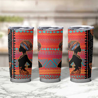 Happy International Women's Day Tumbler Cup African Women With Ethnic Pattern - Wonder Print Shop