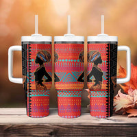 Happy International Women's Day Tumbler With Handle African Women With Ethnic Pattern - Wonder Print Shop