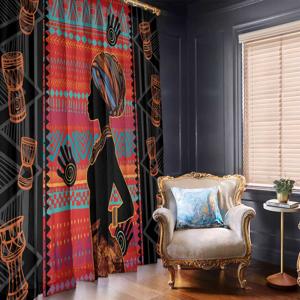 Happy International Women's Day Window Curtain African Women With Ethnic Pattern - Wonder Print Shop