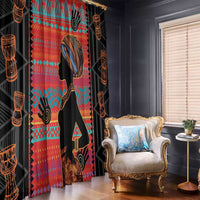 Happy International Women's Day Window Curtain African Women With Ethnic Pattern - Wonder Print Shop