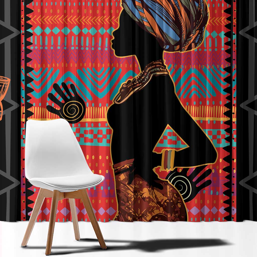 Happy International Women's Day Window Curtain African Women With Ethnic Pattern - Wonder Print Shop