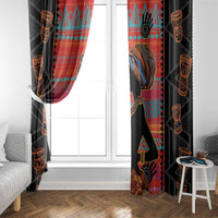 Happy International Women's Day Window Curtain African Women With Ethnic Pattern - Wonder Print Shop