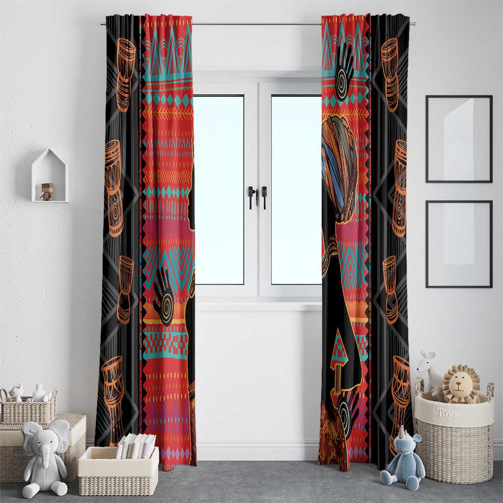 Happy International Women's Day Window Curtain African Women With Ethnic Pattern - Wonder Print Shop