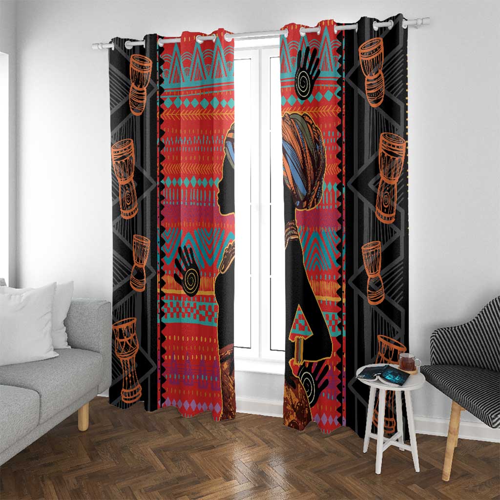 Happy International Women's Day Window Curtain African Women With Ethnic Pattern - Wonder Print Shop