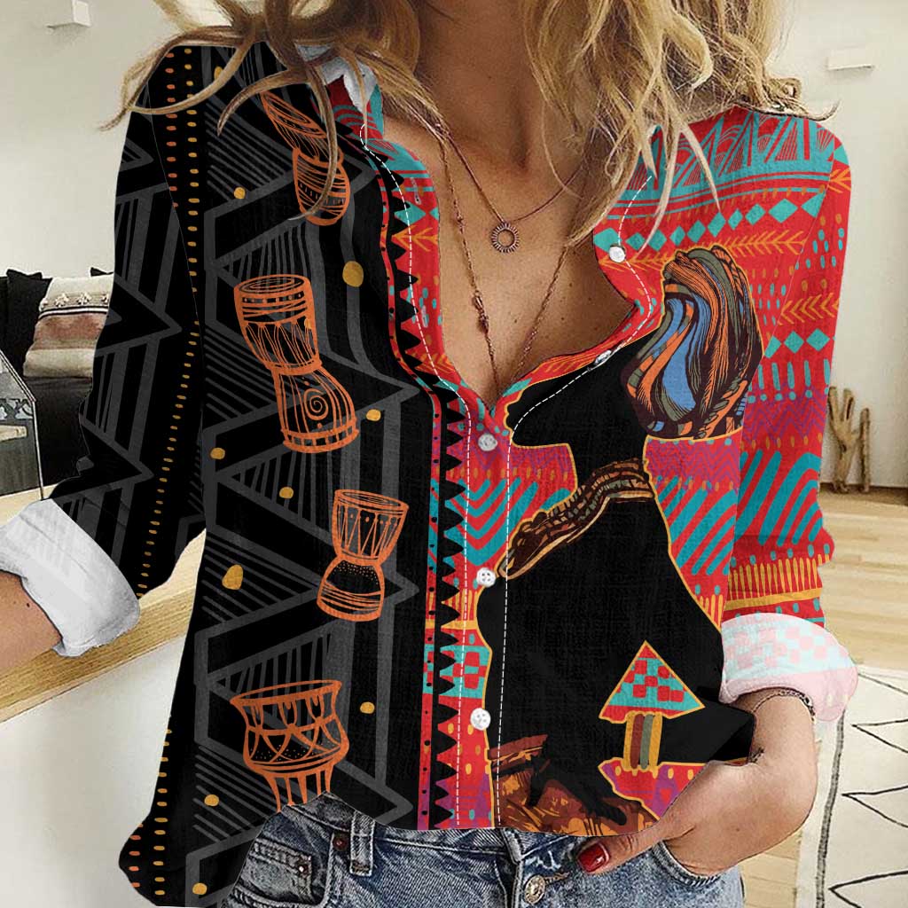 Happy International Women's Day Women Casual Shirt African Women With Ethnic Pattern - Wonder Print Shop