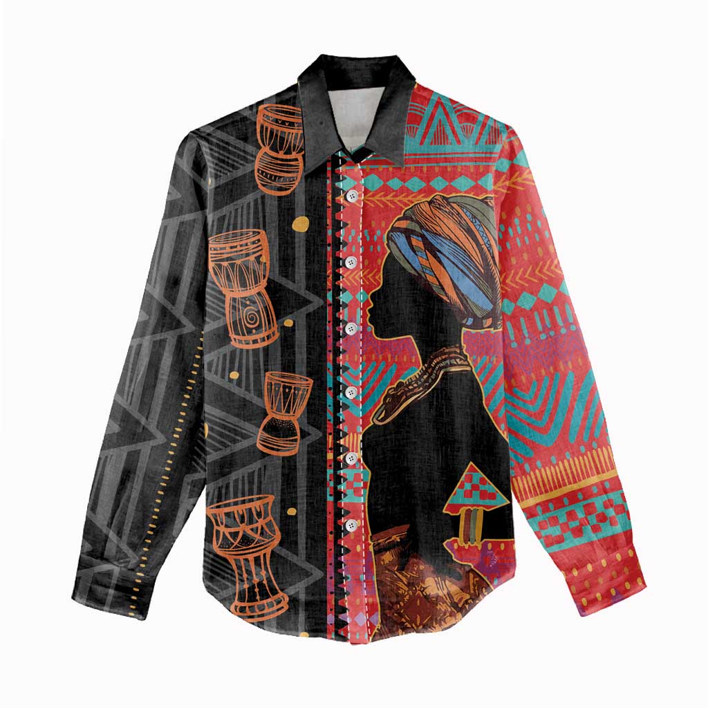 Happy International Women's Day Women Casual Shirt African Women With Ethnic Pattern - Wonder Print Shop
