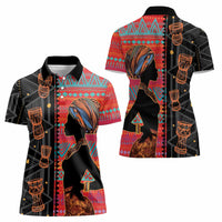 Happy International Women's Day Women Polo Shirt African Women With Ethnic Pattern - Wonder Print Shop
