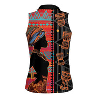 Happy International Women's Day Women Sleeveless Polo Shirt African Women With Ethnic Pattern - Wonder Print Shop