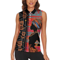 Happy International Women's Day Women Sleeveless Polo Shirt African Women With Ethnic Pattern - Wonder Print Shop