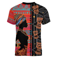 Happy International Women's Day Women V-Neck T-Shirt African Women With Ethnic Pattern - Wonder Print Shop