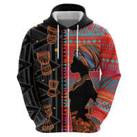 Happy International Women's Day Zip Hoodie African Women With Ethnic Pattern - Wonder Print Shop