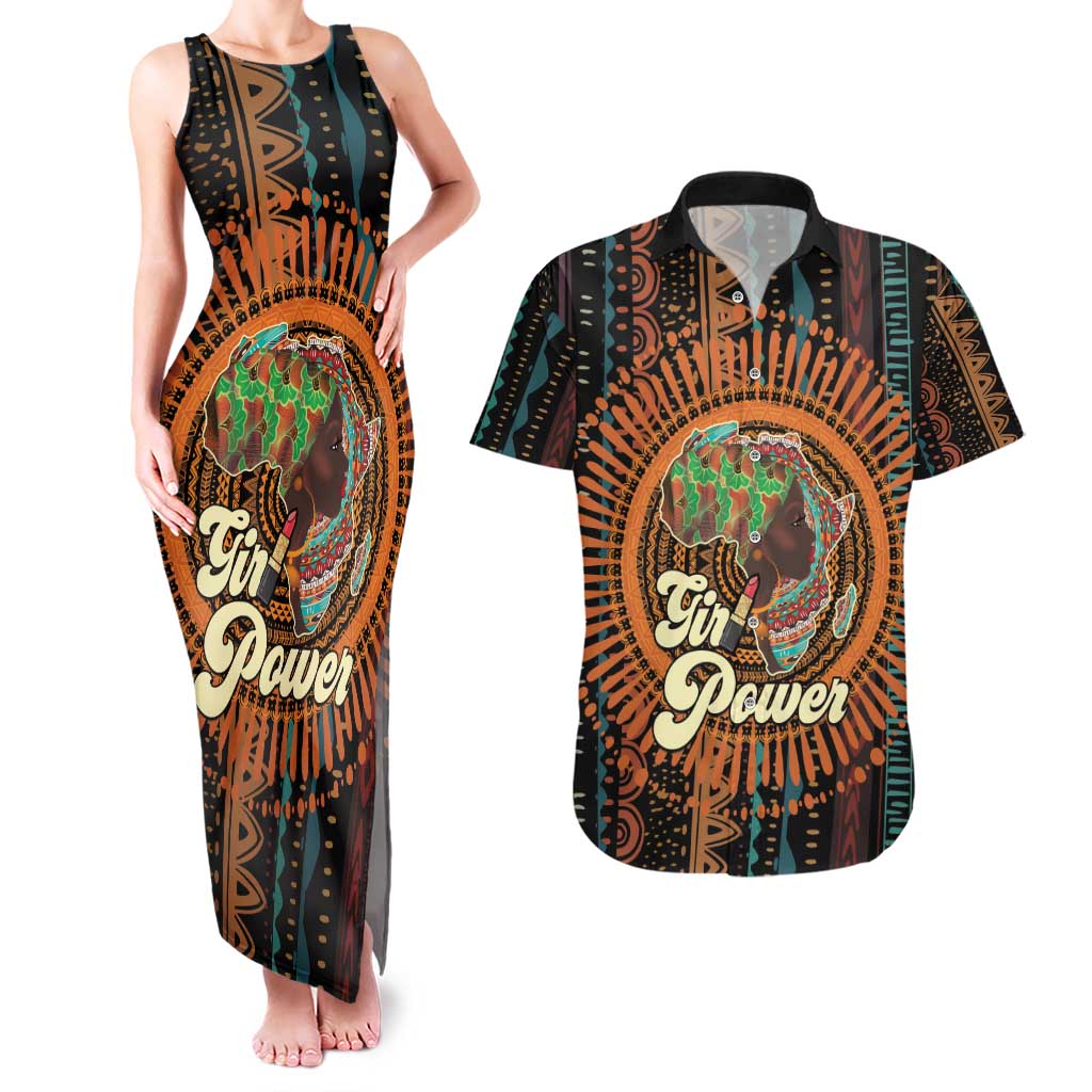 Black Girl Power Couples Matching Tank Maxi Dress and Hawaiian Shirt Happy International Women's Day