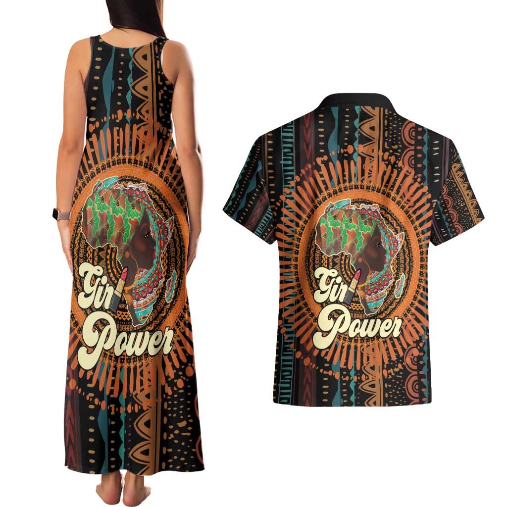 Black Girl Power Couples Matching Tank Maxi Dress and Hawaiian Shirt Happy International Women's Day