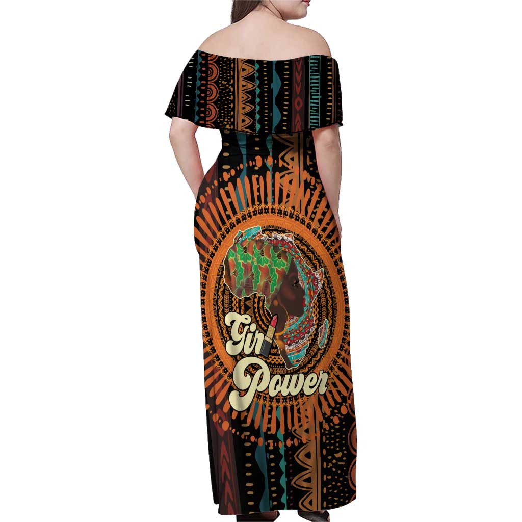 Black Girl Power Family Matching Off Shoulder Maxi Dress and Hawaiian Shirt Happy International Women's Day