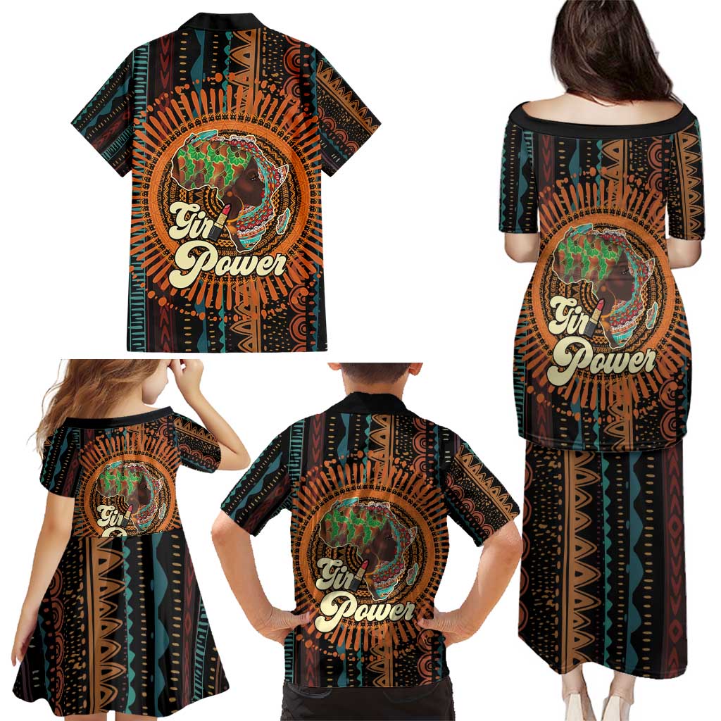 Black Girl Power Family Matching Puletasi and Hawaiian Shirt Happy International Women's Day