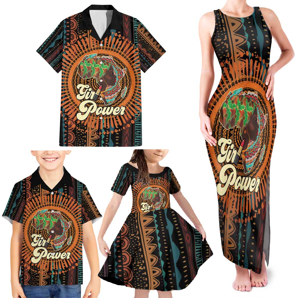 Black Girl Power Family Matching Tank Maxi Dress and Hawaiian Shirt Happy International Women's Day