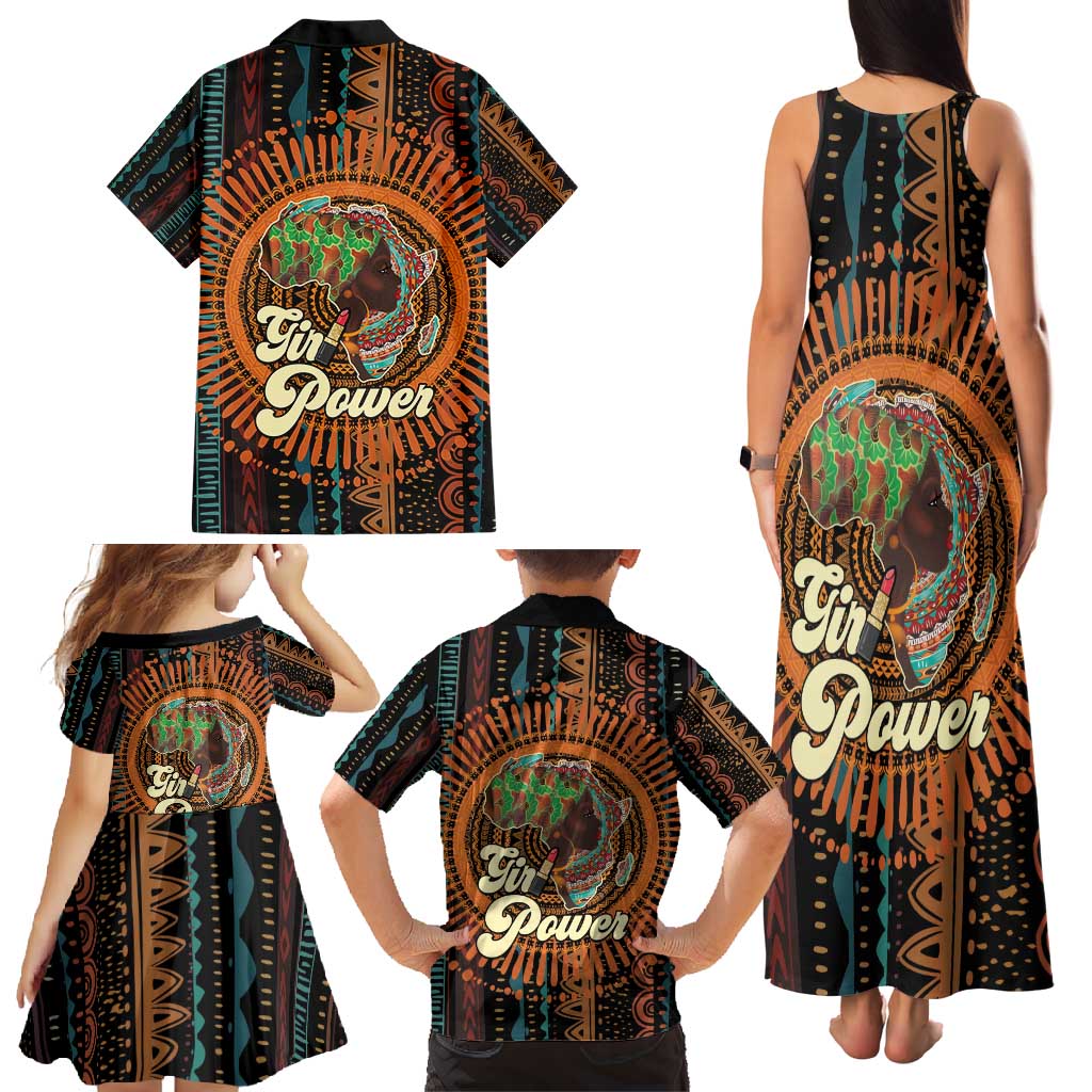 Black Girl Power Family Matching Tank Maxi Dress and Hawaiian Shirt Happy International Women's Day