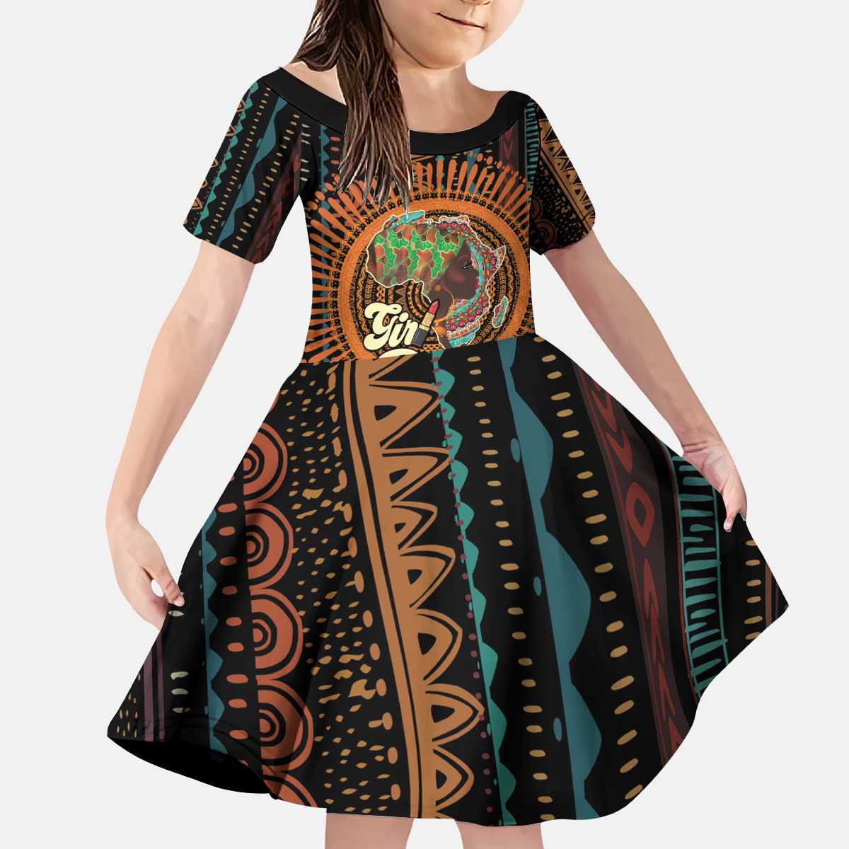 Black Girl Power Kid Short Sleeve Dress Happy International Women's Day