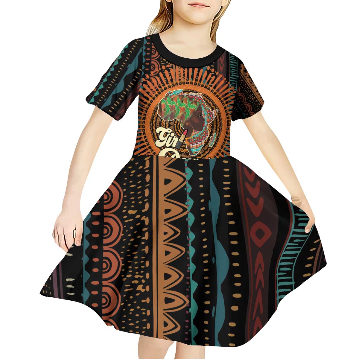 Black Girl Power Kid Short Sleeve Dress Happy International Women's Day