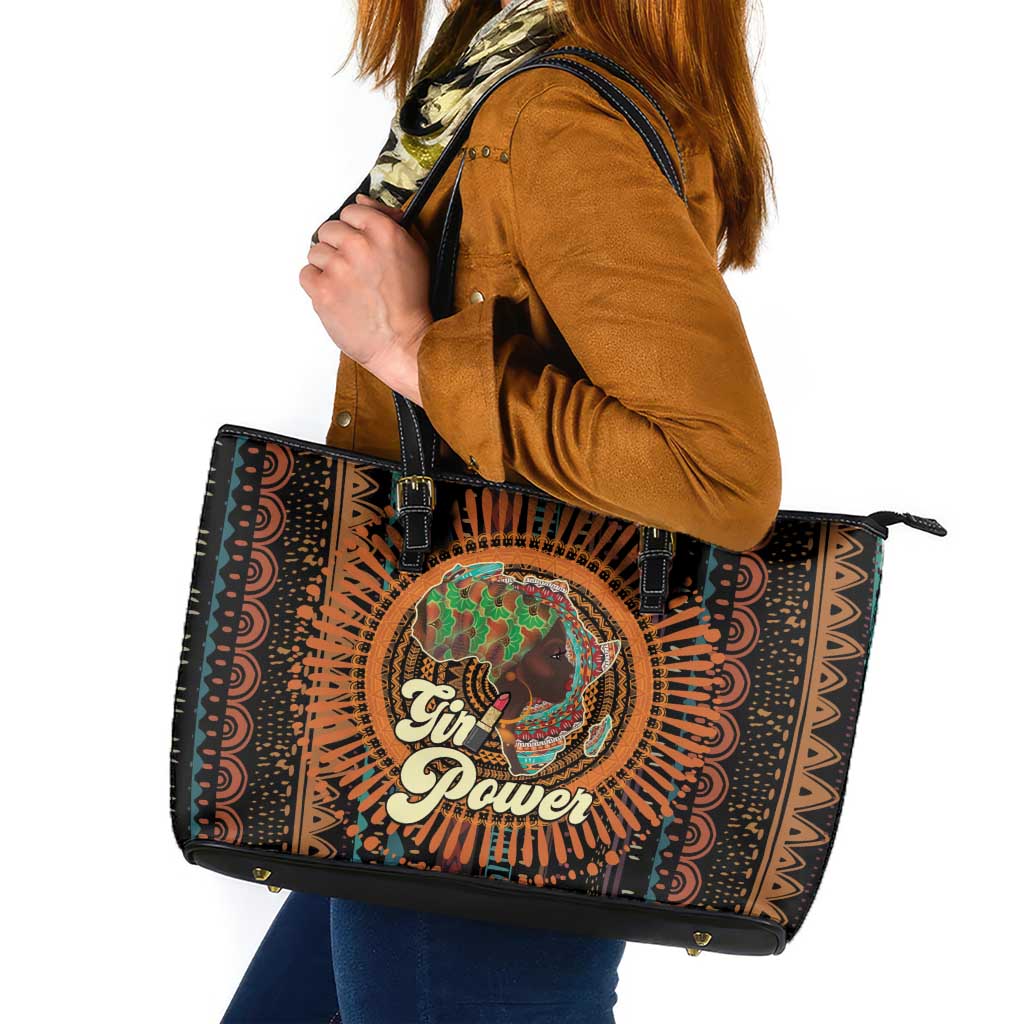 Black Girl Power Leather Tote Bag Happy International Women's Day