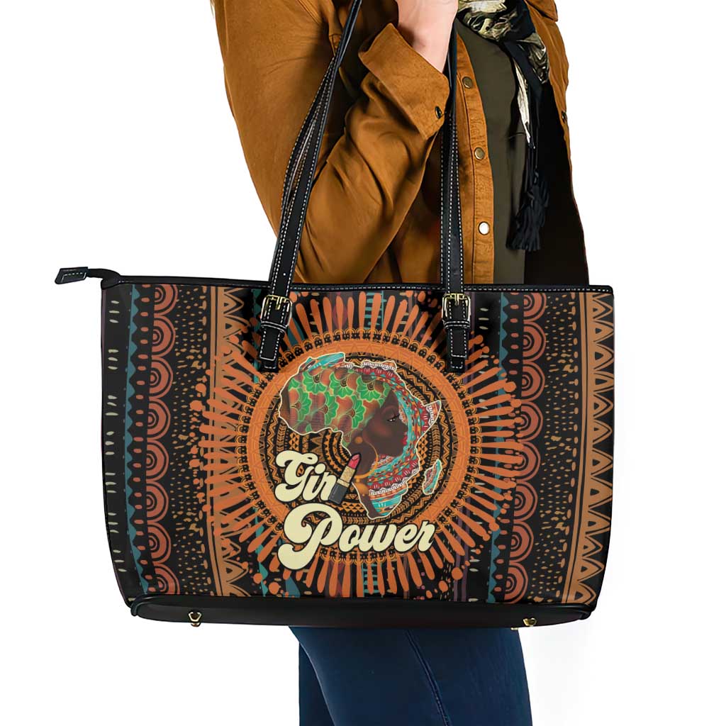 Black Girl Power Leather Tote Bag Happy International Women's Day