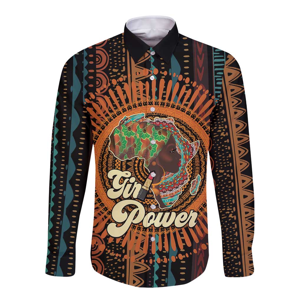 Black Girl Power Long Sleeve Button Shirt Happy International Women's Day