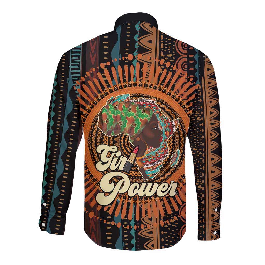 Black Girl Power Long Sleeve Button Shirt Happy International Women's Day