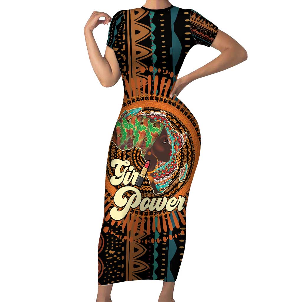Black Girl Power Short Sleeve Bodycon Dress Happy International Women's Day - Wonder Print Shop