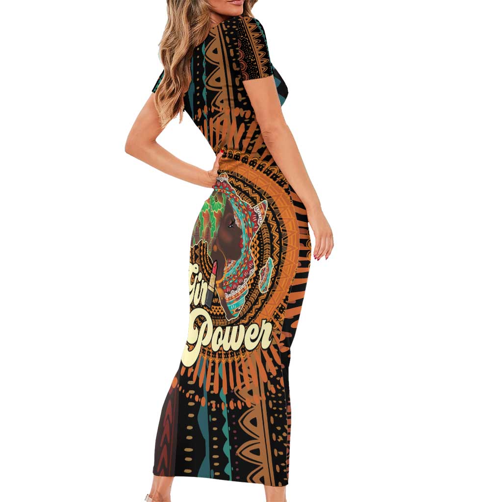 Black Girl Power Short Sleeve Bodycon Dress Happy International Women's Day - Wonder Print Shop