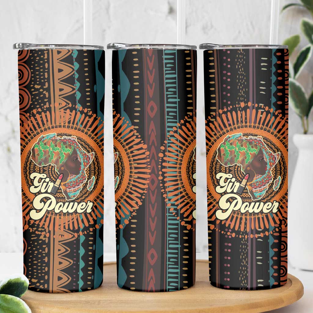 Black Girl Power Skinny Tumbler Happy International Women's Day - Wonder Print Shop