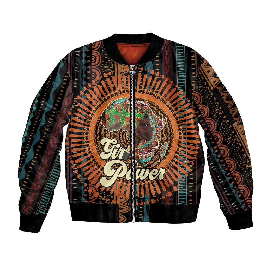 Black Girl Power Sleeve Zip Bomber Jacket Happy International Women's Day - Wonder Print Shop