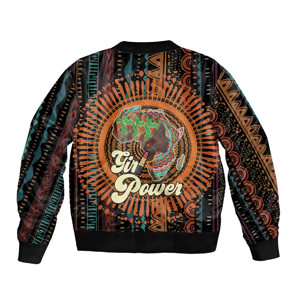 Black Girl Power Sleeve Zip Bomber Jacket Happy International Women's Day - Wonder Print Shop
