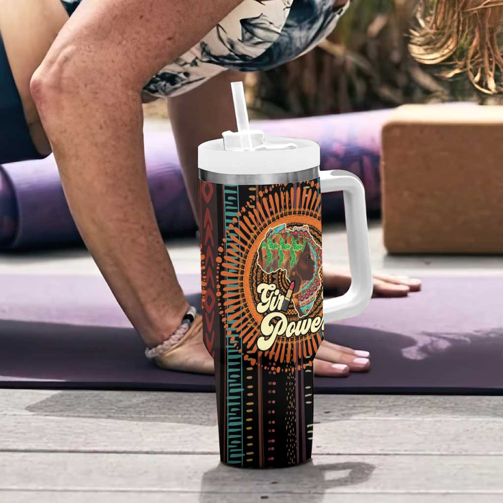 Black Girl Power Tumbler With Handle Happy International Women's Day - Wonder Print Shop