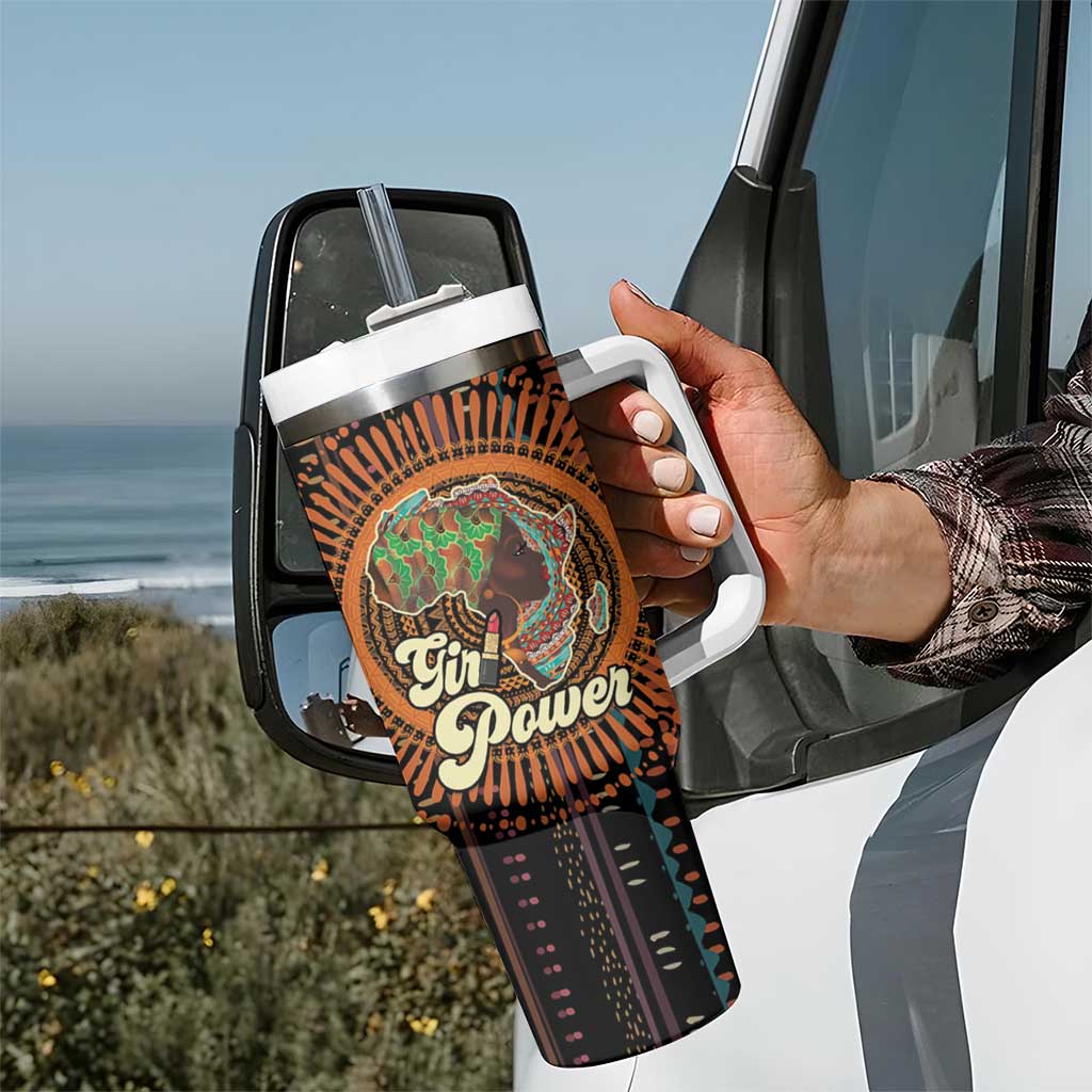 Black Girl Power Tumbler With Handle Happy International Women's Day - Wonder Print Shop