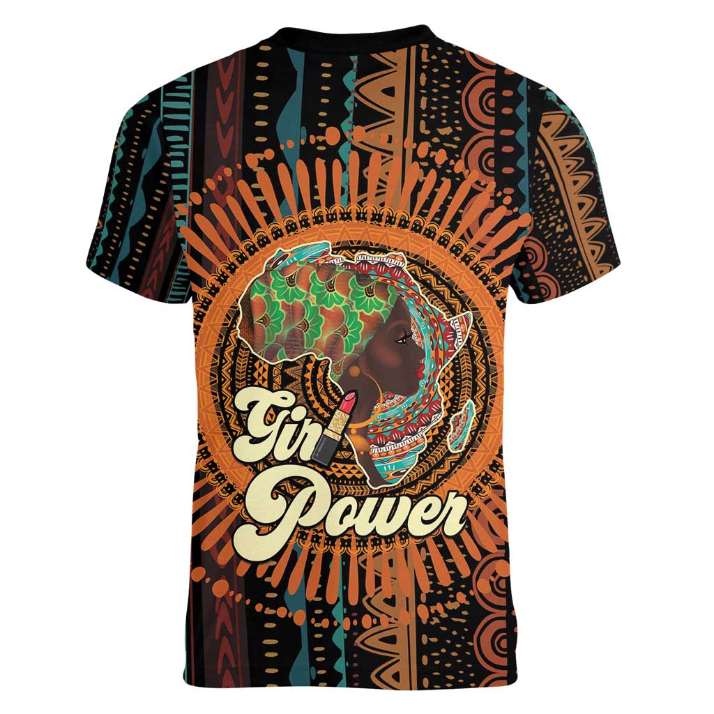 Black Girl Power Women V-Neck T-Shirt Happy International Women's Day - Wonder Print Shop