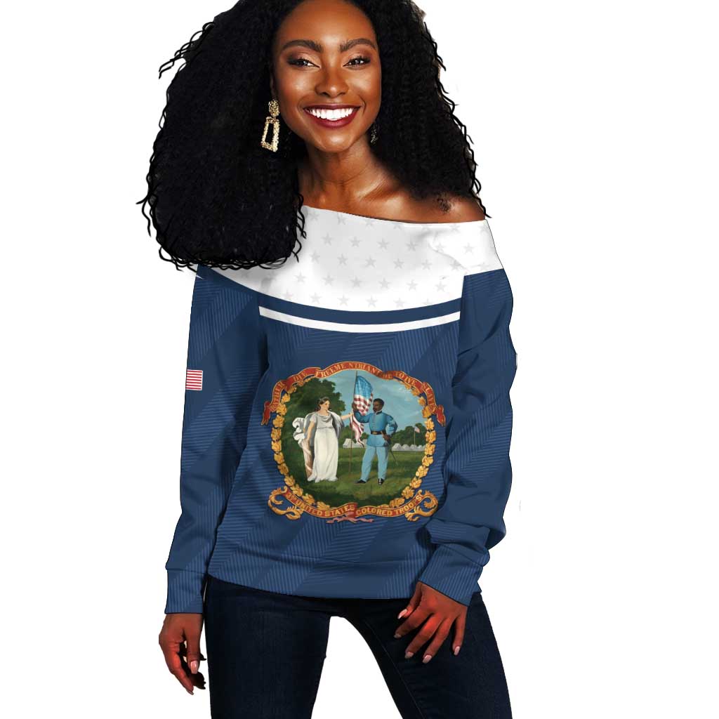 Personalized 3rd United States Colored Troops Off Shoulder Sweater E Pluribus Unum - Wonder Print Shop