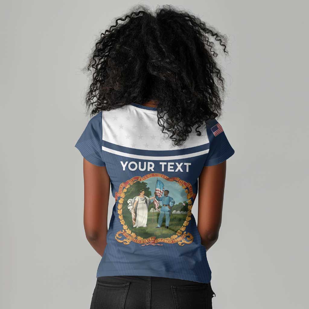 Personalized 3rd United States Colored Troops Women V-Neck T-Shirt E Pluribus Unum - Wonder Print Shop