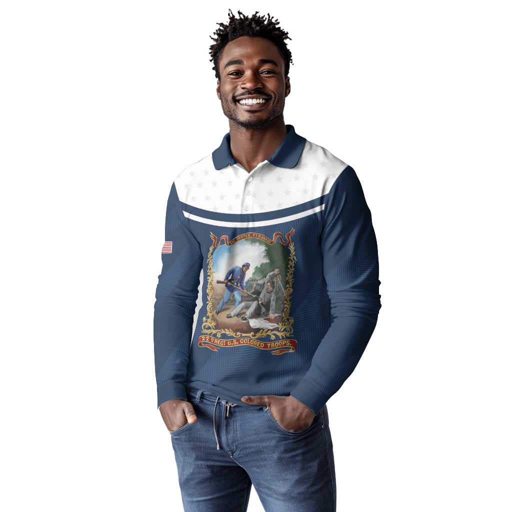 Personalized 22nd United States Colored Troops Long Sleeve Polo Shirt E Pluribus Unum - Wonder Print Shop