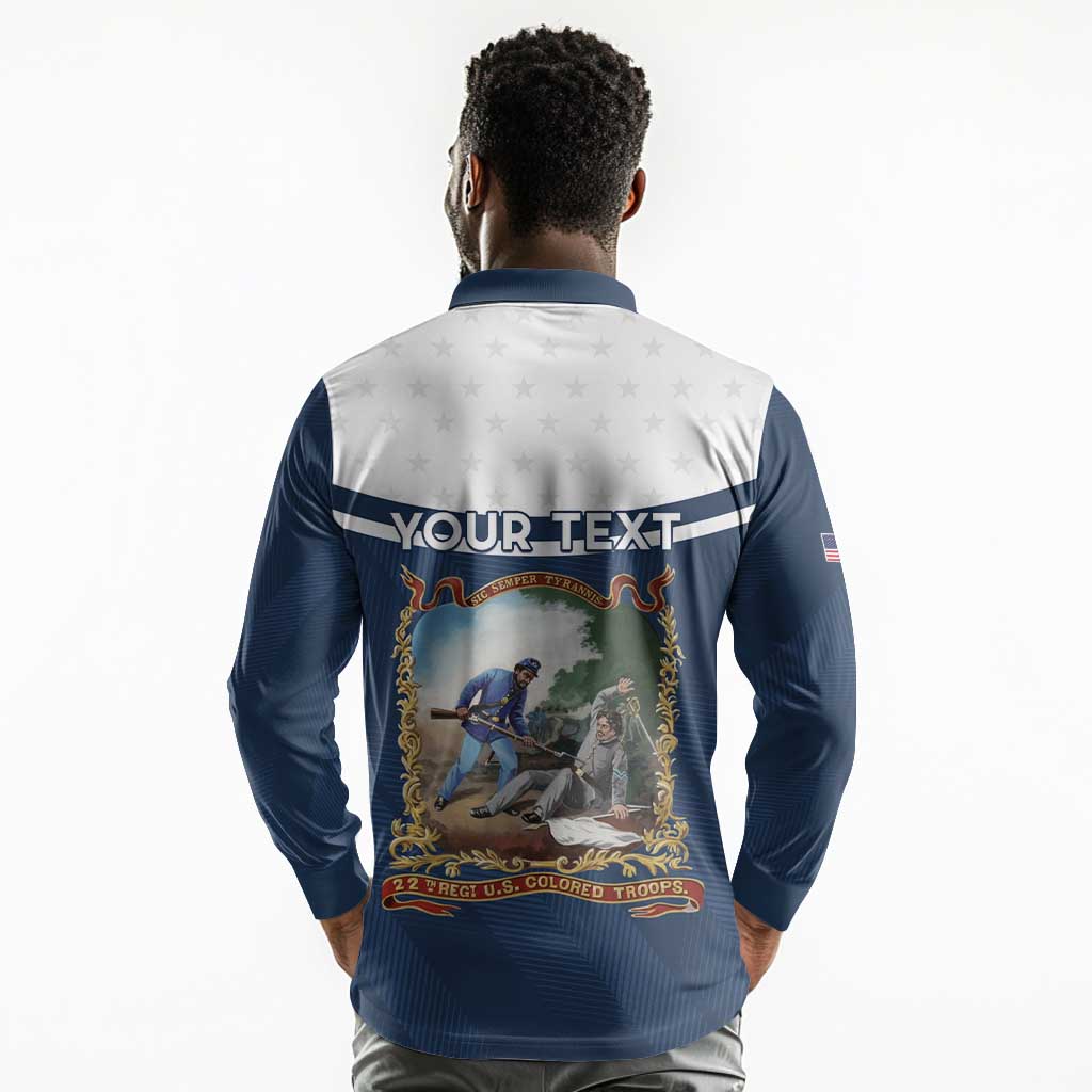 Personalized 22nd United States Colored Troops Long Sleeve Polo Shirt E Pluribus Unum - Wonder Print Shop
