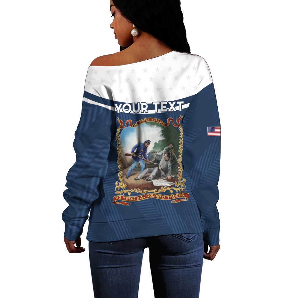 Personalized 22nd United States Colored Troops Off Shoulder Sweater E Pluribus Unum - Wonder Print Shop