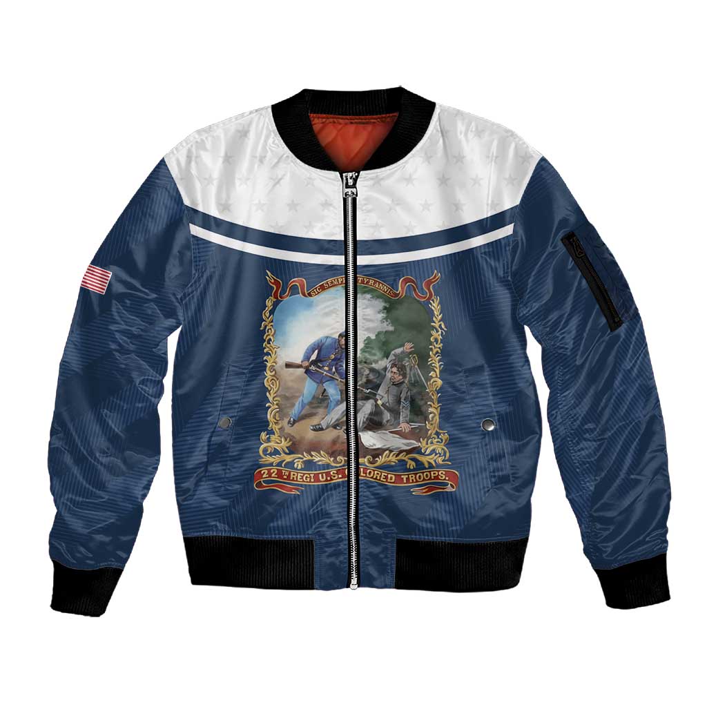 Personalized 22nd United States Colored Troops Sleeve Zip Bomber Jacket E Pluribus Unum - Wonder Print Shop