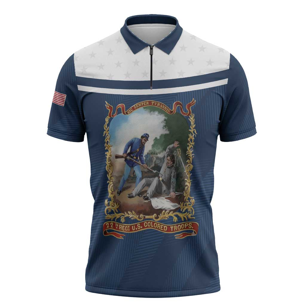 Personalized 22nd United States Colored Troops Zipper Polo Shirt E Pluribus Unum - Wonder Print Shop
