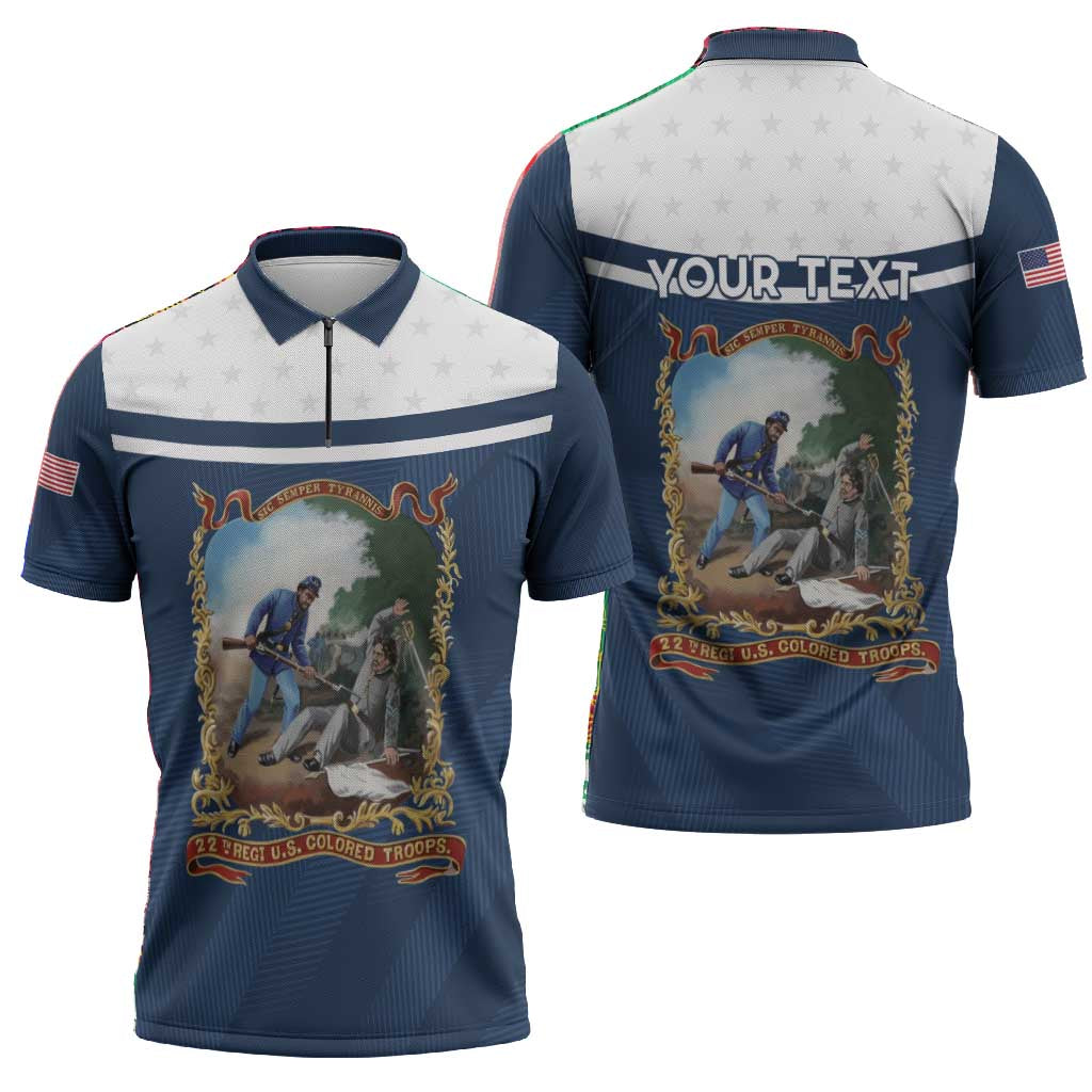 Personalized 22nd United States Colored Troops Zipper Polo Shirt E Pluribus Unum - Wonder Print Shop