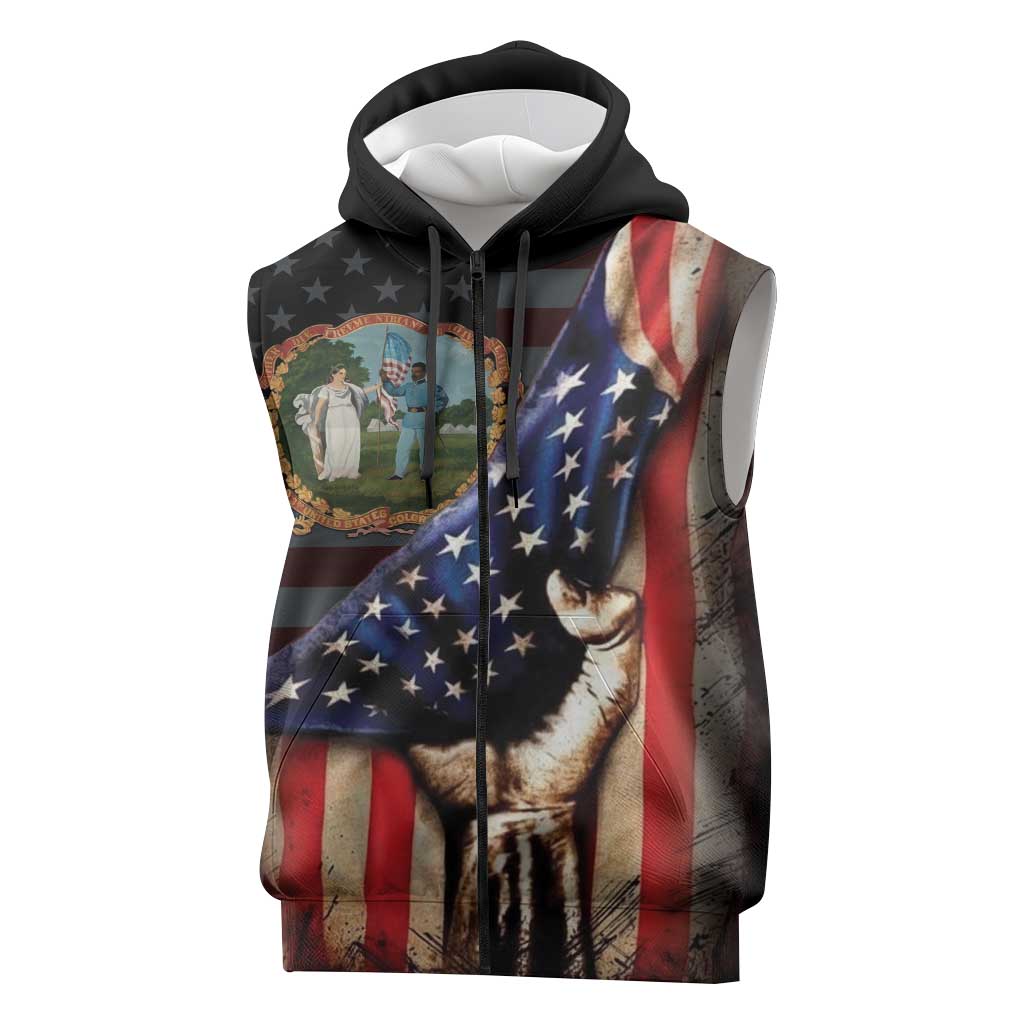 3rd United States Colored Troops Sleeveless Zip Hoodie Flag of Freedom - Wonder Print Shop